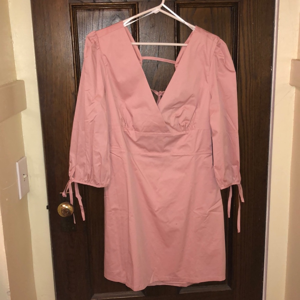 Baby pink backless dress